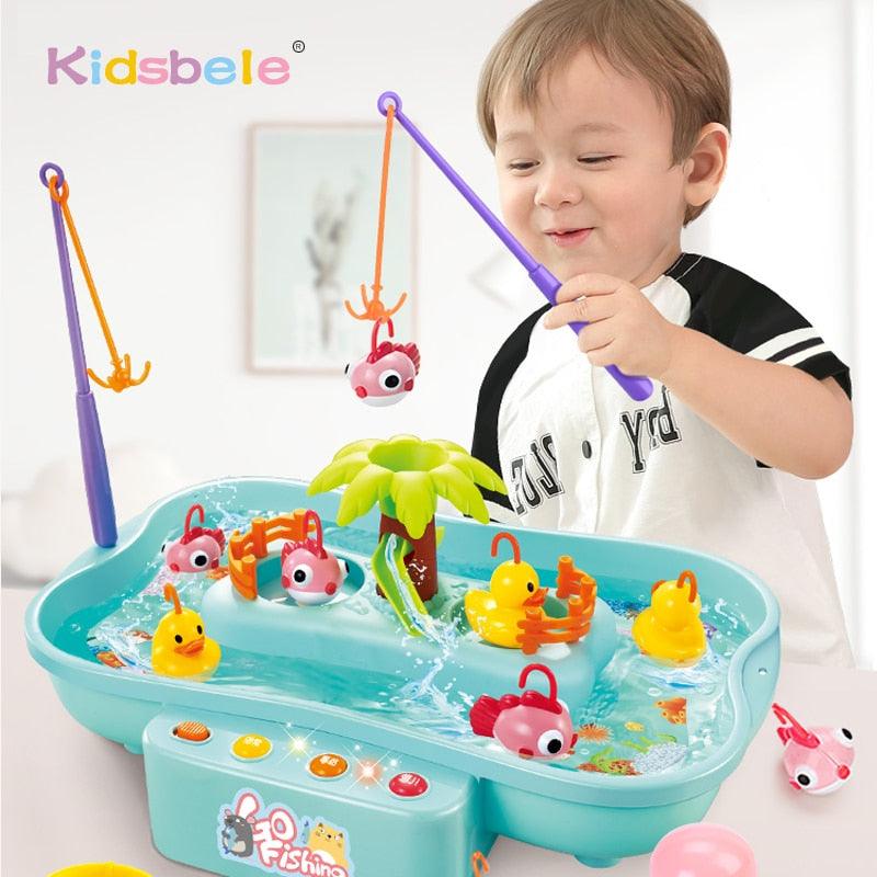 Kids Fishing Toys- Electric Water Cycle - Music Light Baby Bath Toys - Child Game Play Fish - Outdoor Toys (1X3)(2X3)(D2)