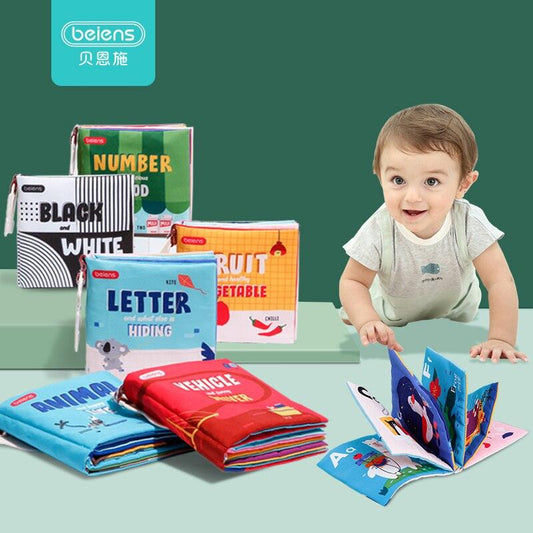 Great Baby Books - 6PCS Black White Cloth Book For Early Educational Toys - Soft Quiet Book Bath - Kids Learning (D2)(6X2)