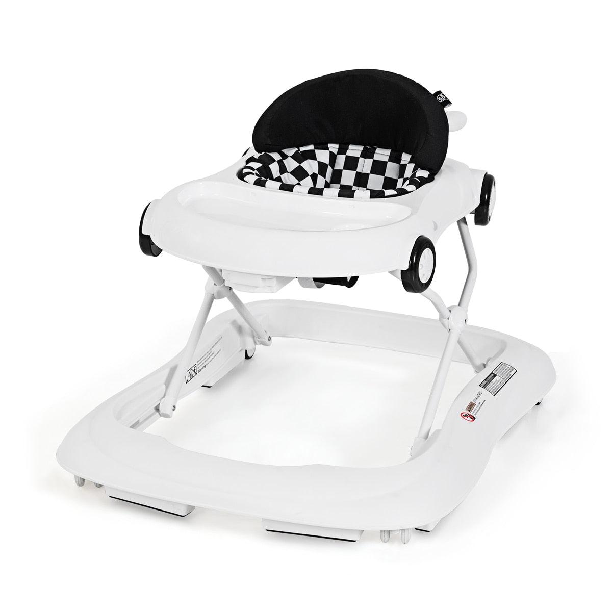 Gorgeous 2-in-1 Foldable Baby Walker Adjustable Heights With Music Player & Lights White (1U01)(X9)
