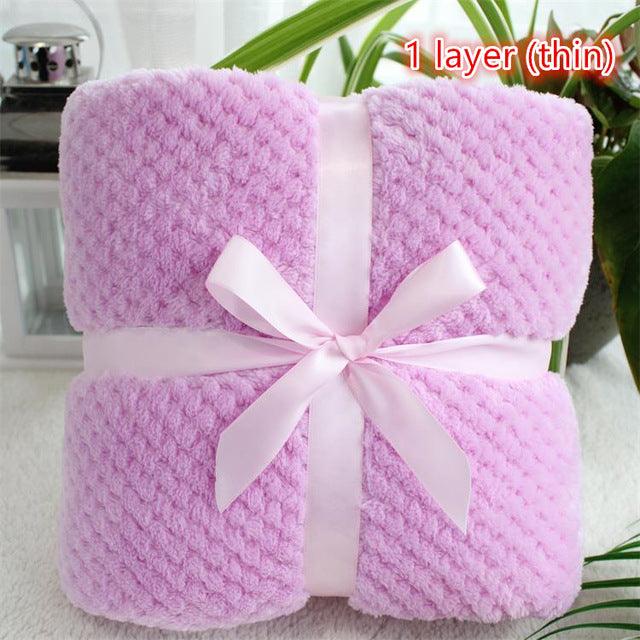 Gorgeous 3D fluffy super soft kids - bed spread pink blue - cozy baby blanket spring toddler bedding quilt coral (1X1)(F1)
