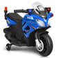 Amazing 6V Kids Ride On Police Motorcycle - 4-Wheel Electric Toy w/Training Wheels Blue (1U2)(9X1)