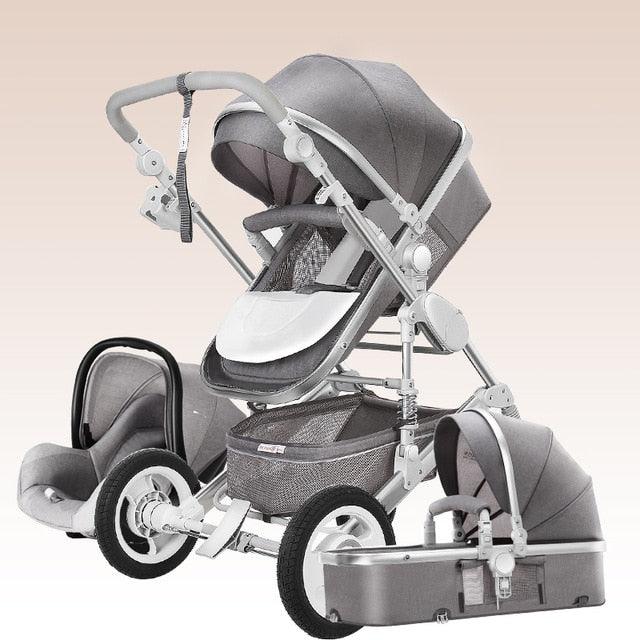 New Trend Luxury Baby Stroller 3 in 1 with Car Seat Portable - Reversible High Landscape - Hot Mom Pink Stroller (X3)(F1)