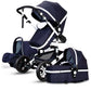 New Trend Luxury Baby Stroller 3 in 1 with Car Seat Portable - Reversible High Landscape - Hot Mom Pink Stroller (X3)(F1)