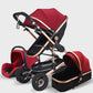 New Trend Luxury Baby Stroller 3 in 1 with Car Seat Portable - Reversible High Landscape - Hot Mom Pink Stroller (X3)(F1)