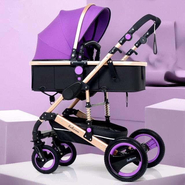 New Trend Luxury Baby Stroller 3 in 1 with Car Seat Portable - Reversible High Landscape - Hot Mom Pink Stroller (X3)(F1)