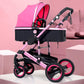 New Trend Luxury Baby Stroller 3 in 1 with Car Seat Portable - Reversible High Landscape - Hot Mom Pink Stroller (X3)(F1)