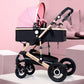 New Trend Luxury Baby Stroller 3 in 1 with Car Seat Portable - Reversible High Landscape - Hot Mom Pink Stroller (X3)(F1)