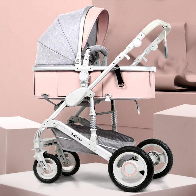 New Trend Luxury Baby Stroller 3 in 1 with Car Seat Portable - Reversible High Landscape - Hot Mom Pink Stroller (X3)(F1)