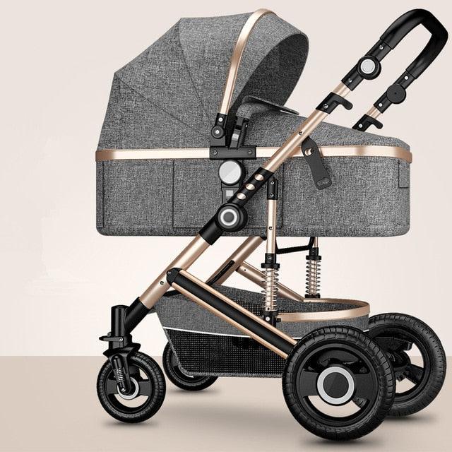 New Trend Luxury Baby Stroller 3 in 1 with Car Seat Portable - Reversible High Landscape - Hot Mom Pink Stroller (X3)(F1)