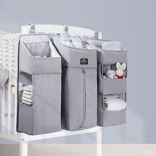 Portable Baby Bed Hanging Storage Bag - Toy Diapers Pocket Bedside Organizer (X1)(F1)