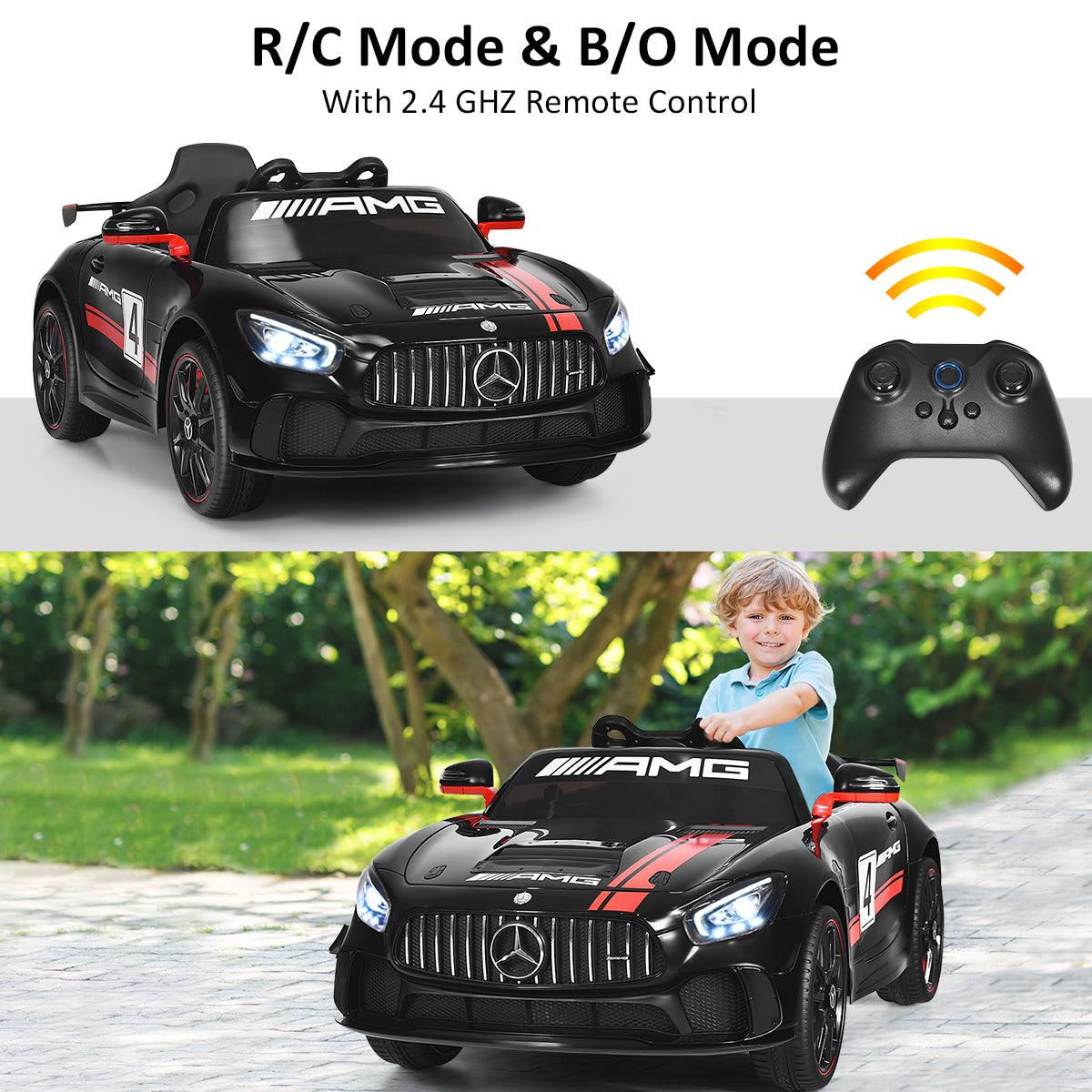 Stylish 12V Mercedes Benz AMG Licensed Kids Ride On Car with 2.4G Remote Control Black (1U2)(9X1)(3X2)