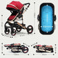 New Trend Luxury Baby Stroller 3 in 1 with Car Seat Portable - Reversible High Landscape - Hot Mom Pink Stroller (X3)(F1)