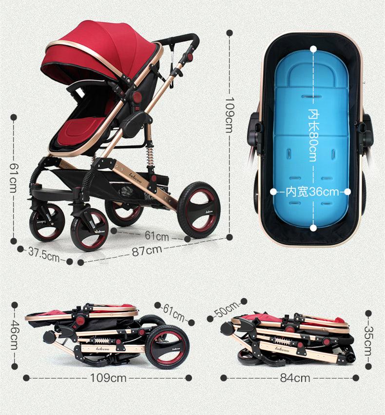 New Trend Luxury Baby Stroller 3 in 1 with Car Seat Portable - Reversible High Landscape - Hot Mom Pink Stroller (X3)(F1)