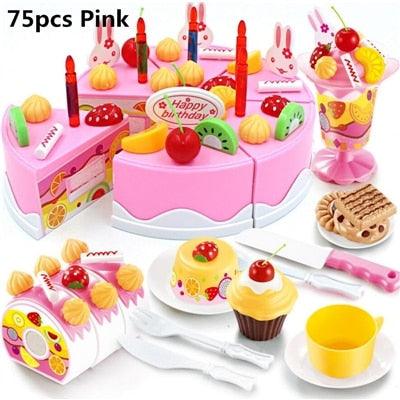Great 75Pcs Birthday Cake Toy - Fruit Cream Christmas Gift Set - Children Kids Pretend Play Toys Set (1X3)(F2)