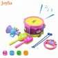5pcs/set Baby Musical Instruments Playing Set Toys - Colorful Drum / Handbell / Trumpet / Cabasa Educational Toy for Children (D2)(2X2)