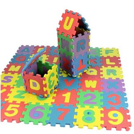Great Mini EVA Foam Alphabet Letters Numbers Floor - Soft Baby Mat - 3d Puzzle Kids - Educational Toys 36 pcs (7X2)