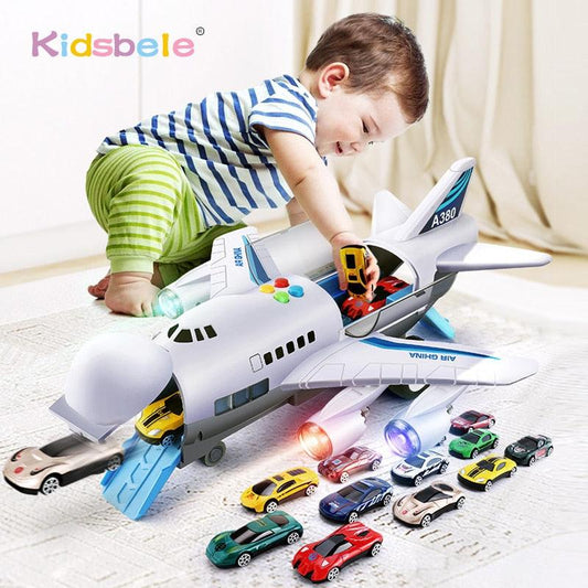 Super Kids Simulation Track - Inertia Airplane - Music Story Light Plane & Toy Vehicles Passenger - Plane Toy (1X3)(3X2)(F2)