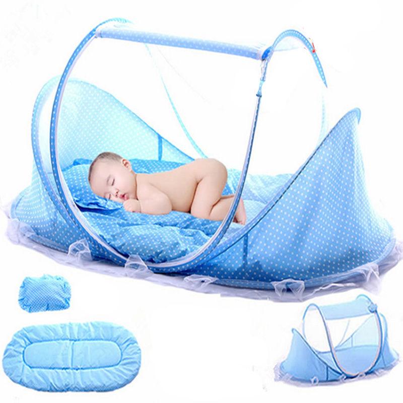 Baby Bedding Crib - Netting Folding Baby Mosquito Nets Bed - Mattress Pillow Three-piece Suit For 0-3 Years Old Children (X5)(3X1)