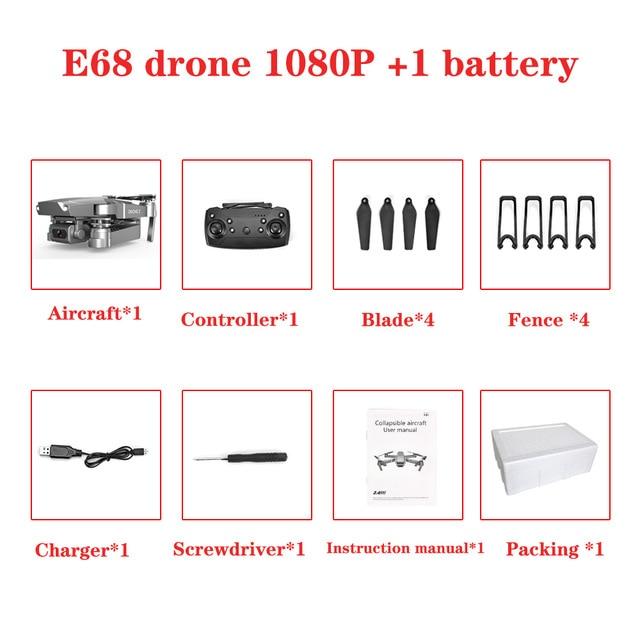 NEW Arrival E68 Drone - HD wide angle 4K WIFI 1080P FPV Drones - Video Live Recording Quadcopter Height To maintain Drone - Camera Toys (5X2)(RLT)(F2)