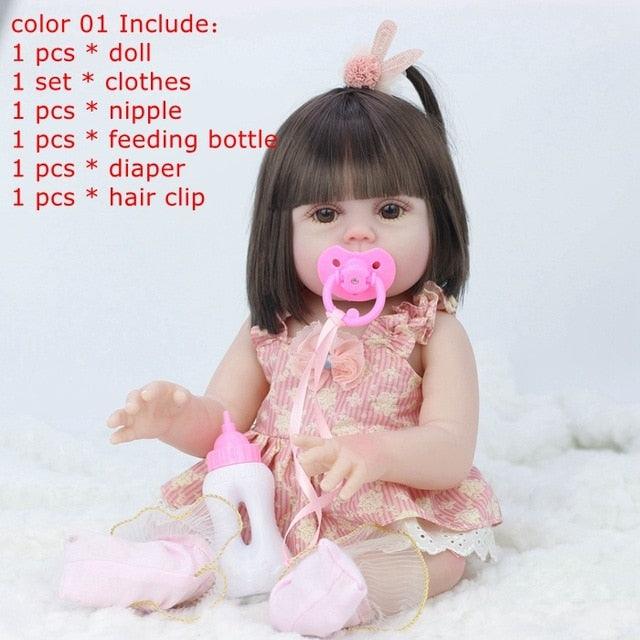 Gorgeous 45CM Full Silicone Drinking Water Pee Body Reborn Baby Doll Toy For Girl (4X2)(F2)
