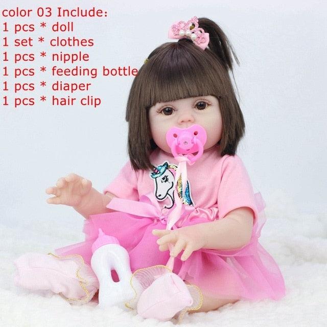 Gorgeous 45CM Full Silicone Drinking Water Pee Body Reborn Baby Doll Toy For Girl (4X2)(F2)