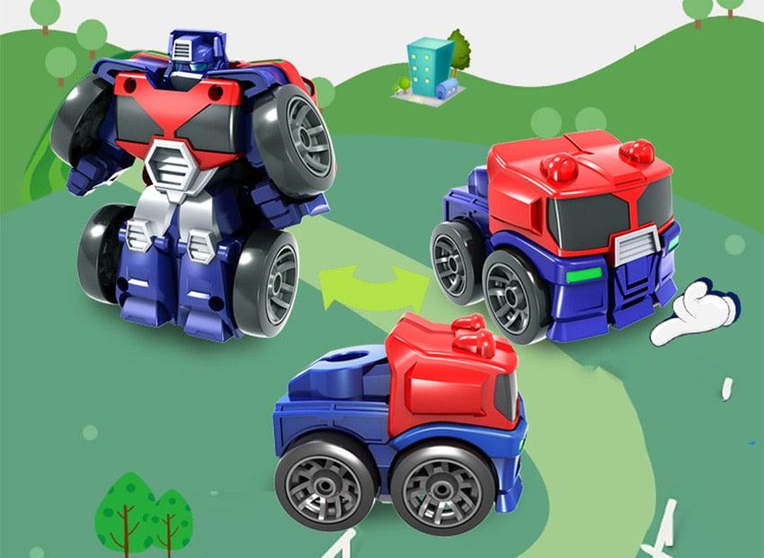 So Cute Transformation Deformation Robot Truck Racing Car Model - Mini Free-Wheel Toys Lovely Gift for Children (3X2)(F2)