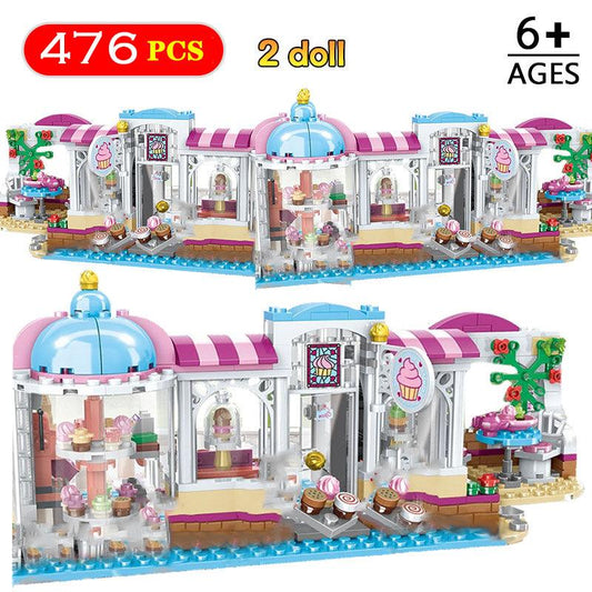 476pcs Building Blocks - Compatible with Girls Heart - Lake City Cake Cafe Building Blocks - Friends Stacking Bricks Toys (D2)(8X2)