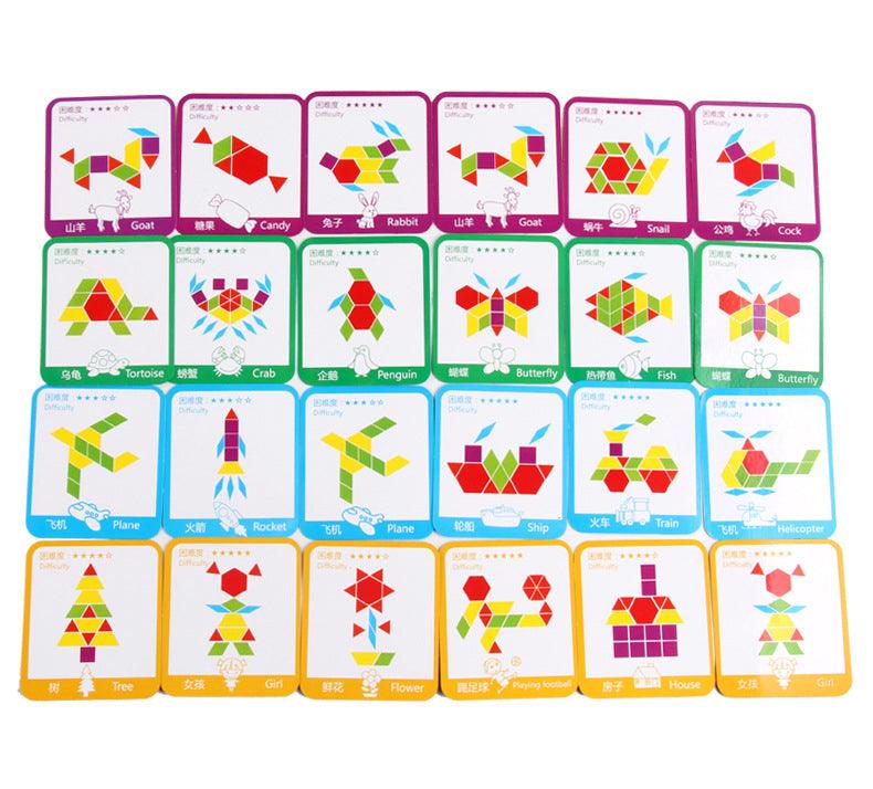 Hot Sale 155pcs Wooden Jigsaw Puzzle Board Set - Colorful Baby Montessori Educational Toys - Children Learning Developing (D2)(7X2)