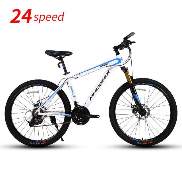 Amazing 24 Speed Bicycle - Road Bike Aluminum Alloy Frame - Cycling Double Disc Drake 26inch - Racing Bicycle MTB Mountain Bike (9X1)
