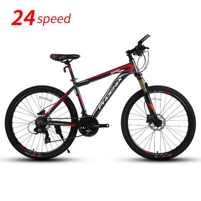 Amazing 24 Speed Bicycle - Road Bike Aluminum Alloy Frame - Cycling Double Disc Drake 26inch - Racing Bicycle MTB Mountain Bike (9X1)