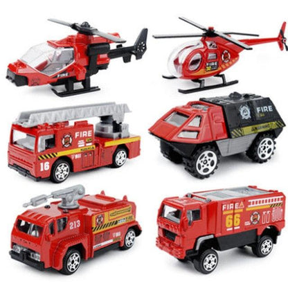 6PCS/Set Firefighter ,Fire Fighting, Truck Engine, Helicopter Control Operator Protection Fireman Kids Toys (3X2)(5X2)