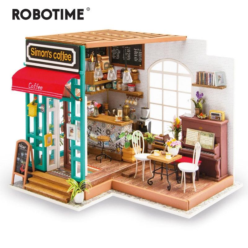 Great Simon's Coffee With Furnitures - Children Adult Miniature Wooden Doll House - Model Building Kits (4X2)(1X3)(F2)