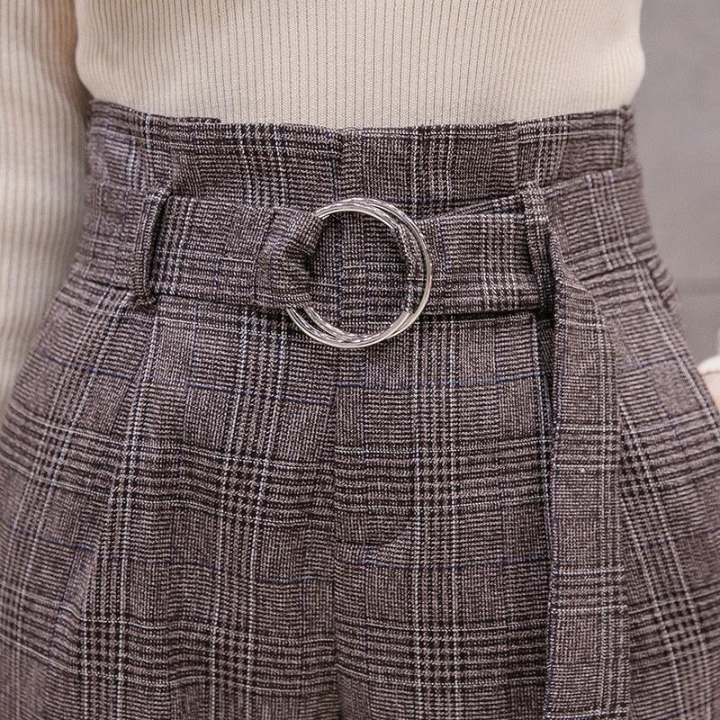 Autumn Retro Trousers - Fashion Women Harem Pants - Plus Size - Formal Women Pants With Belt (BP)(F25)