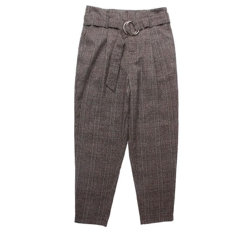 Autumn Retro Trousers - Fashion Women Harem Pants - Plus Size - Formal Women Pants With Belt (BP)(F25)