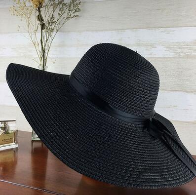 Great Foldable Wide Brim Floppy Girls Straw Hat - Sun Beach Women's Summer Hat (D44)(WH8)