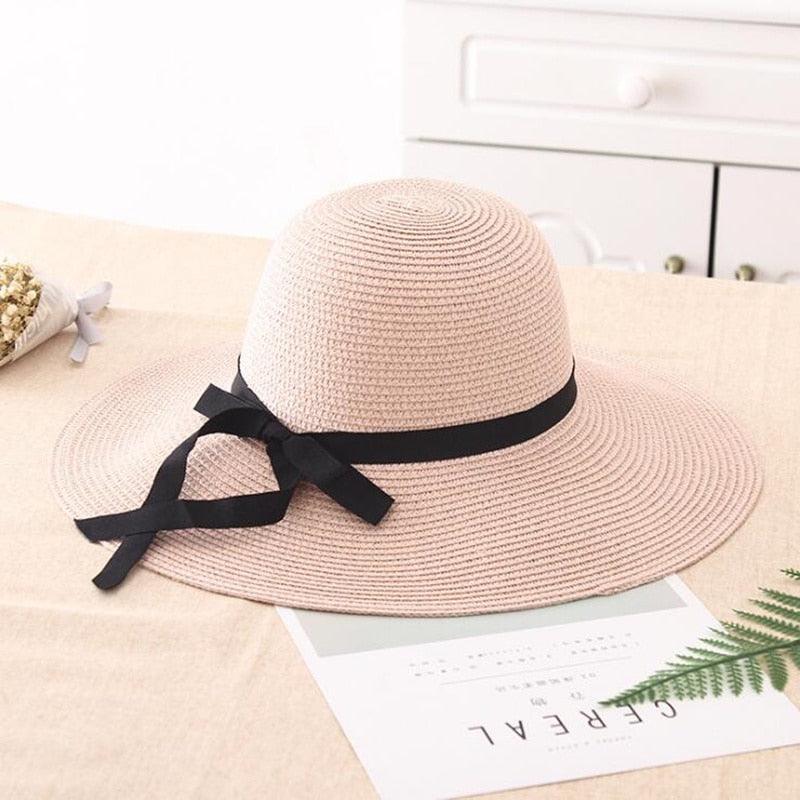 Beautiful Summer Straw Hat - Wide Brim Beach Hat - Protection Panama Hat (WH8)